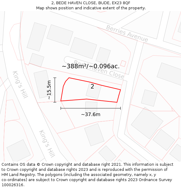 2, BEDE HAVEN CLOSE, BUDE, EX23 8QF: Plot and title map