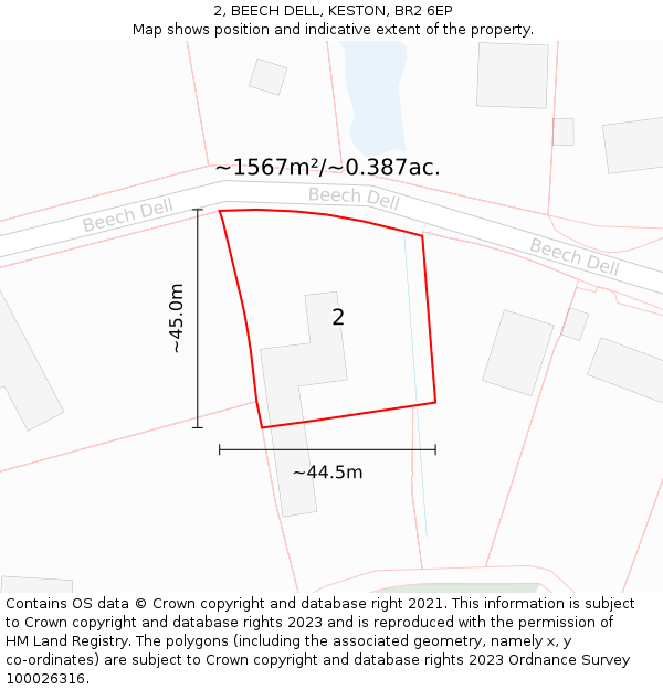 2, BEECH DELL, KESTON, BR2 6EP: Plot and title map
