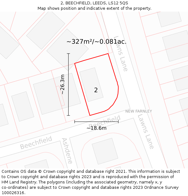 2, BEECHFIELD, LEEDS, LS12 5QS: Plot and title map