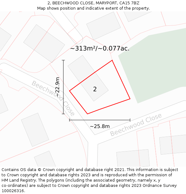 2, BEECHWOOD CLOSE, MARYPORT, CA15 7BZ: Plot and title map