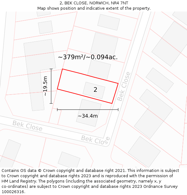 2, BEK CLOSE, NORWICH, NR4 7NT: Plot and title map
