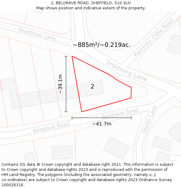 2, BELGRAVE ROAD, SHEFFIELD, S10 3LN: Plot and title map