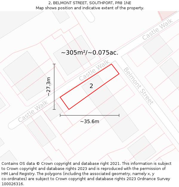 2, BELMONT STREET, SOUTHPORT, PR8 1NE: Plot and title map