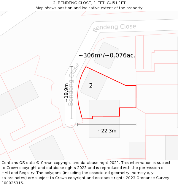 2, BENDENG CLOSE, FLEET, GU51 1ET: Plot and title map