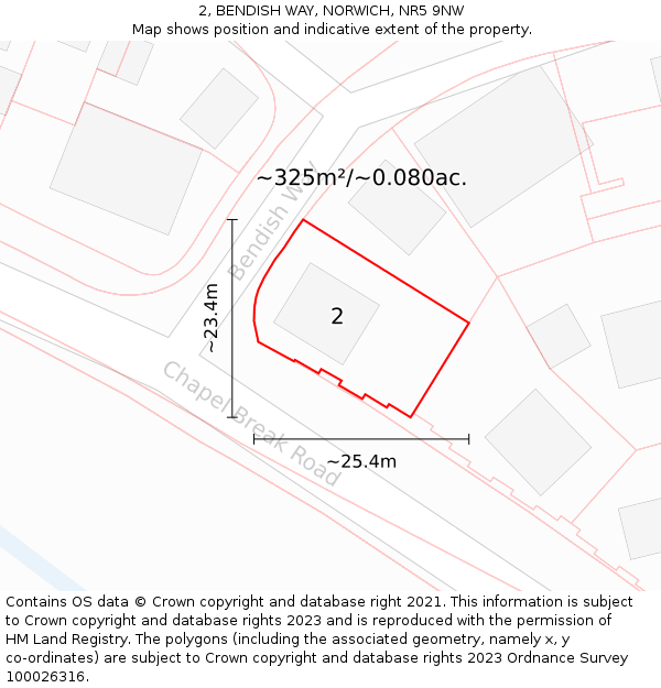 2, BENDISH WAY, NORWICH, NR5 9NW: Plot and title map