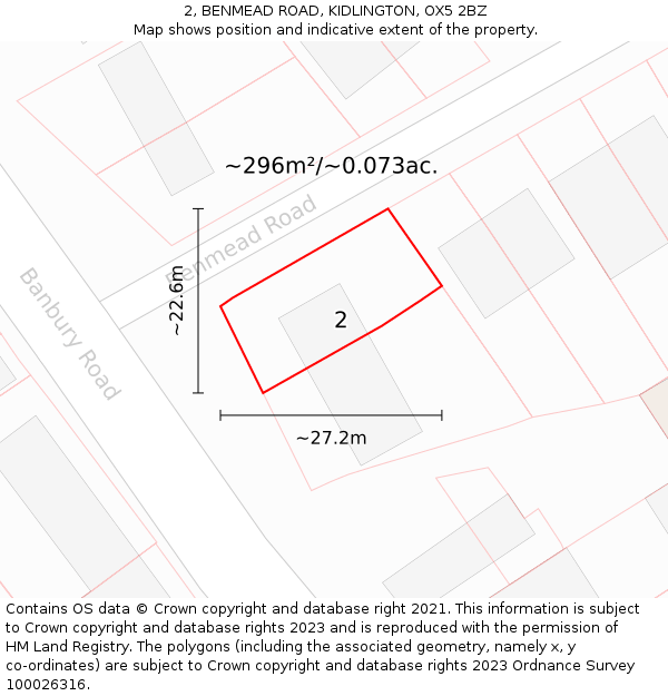 2, BENMEAD ROAD, KIDLINGTON, OX5 2BZ: Plot and title map