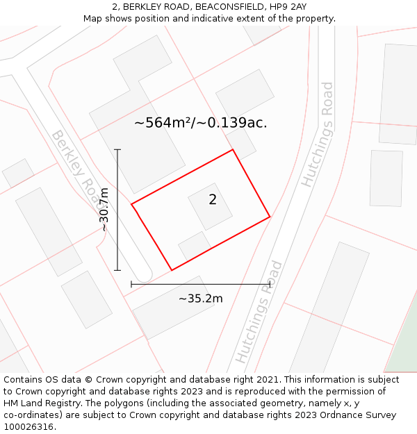 2, BERKLEY ROAD, BEACONSFIELD, HP9 2AY: Plot and title map