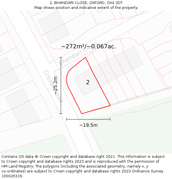 2, BHANDARI CLOSE, OXFORD, OX4 3DT: Plot and title map