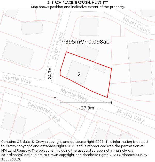 2, BIRCH PLACE, BROUGH, HU15 1TT: Plot and title map