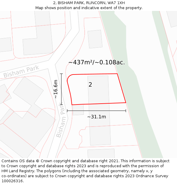2, BISHAM PARK, RUNCORN, WA7 1XH: Plot and title map