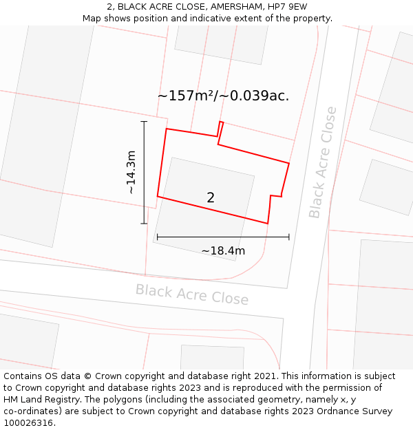 2, BLACK ACRE CLOSE, AMERSHAM, HP7 9EW: Plot and title map