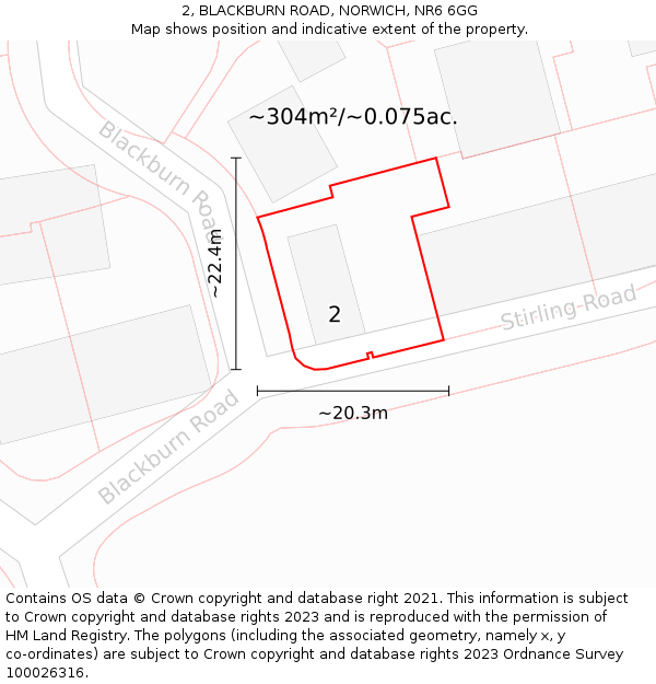 2, BLACKBURN ROAD, NORWICH, NR6 6GG: Plot and title map