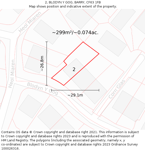 2, BLODYN Y GOG, BARRY, CF63 1FB: Plot and title map