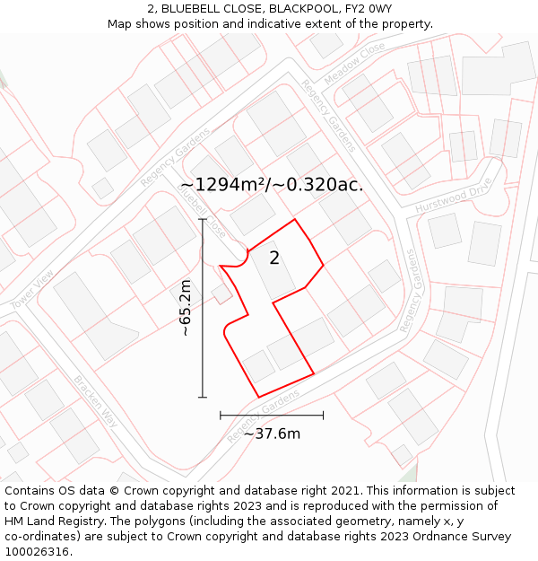 2, BLUEBELL CLOSE, BLACKPOOL, FY2 0WY: Plot and title map