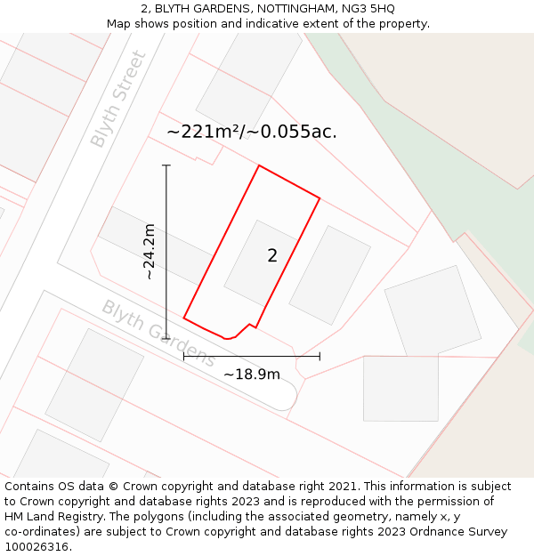 2, BLYTH GARDENS, NOTTINGHAM, NG3 5HQ: Plot and title map