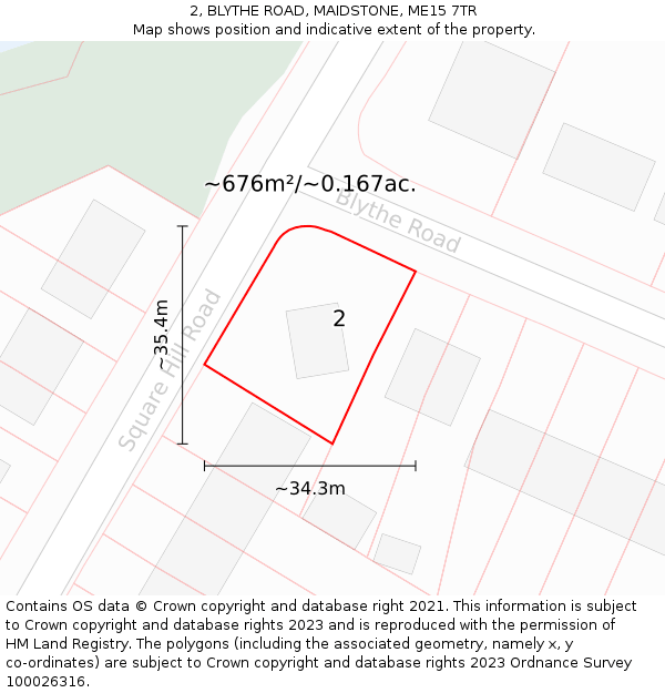 2, BLYTHE ROAD, MAIDSTONE, ME15 7TR: Plot and title map