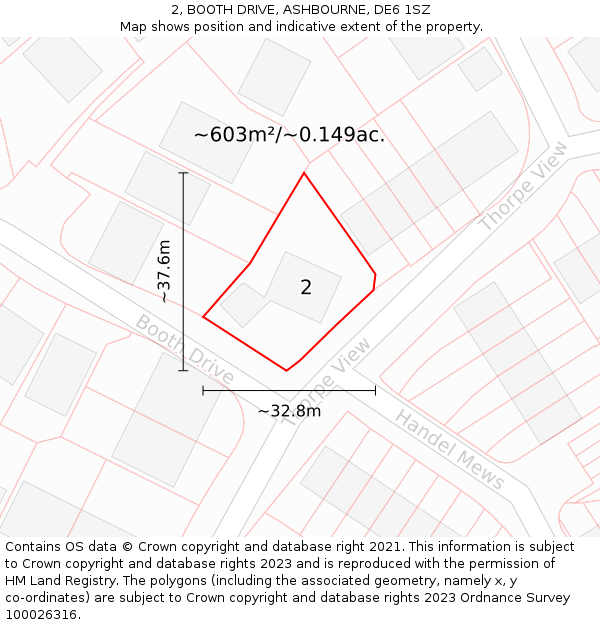 2, BOOTH DRIVE, ASHBOURNE, DE6 1SZ: Plot and title map