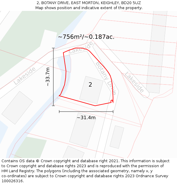 2, BOTANY DRIVE, EAST MORTON, KEIGHLEY, BD20 5UZ: Plot and title map