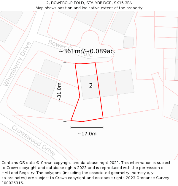 2, BOWERCUP FOLD, STALYBRIDGE, SK15 3RN: Plot and title map