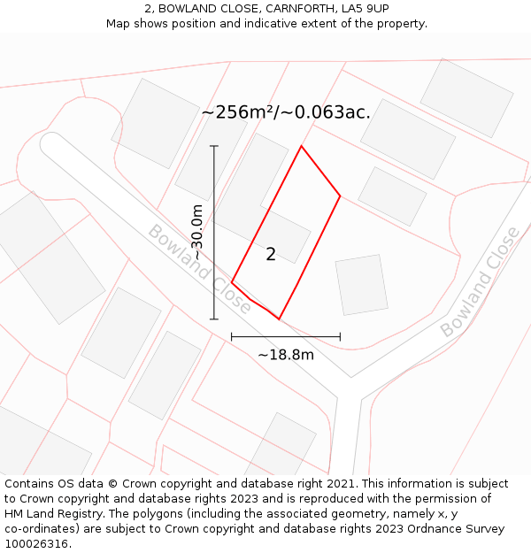 2, BOWLAND CLOSE, CARNFORTH, LA5 9UP: Plot and title map