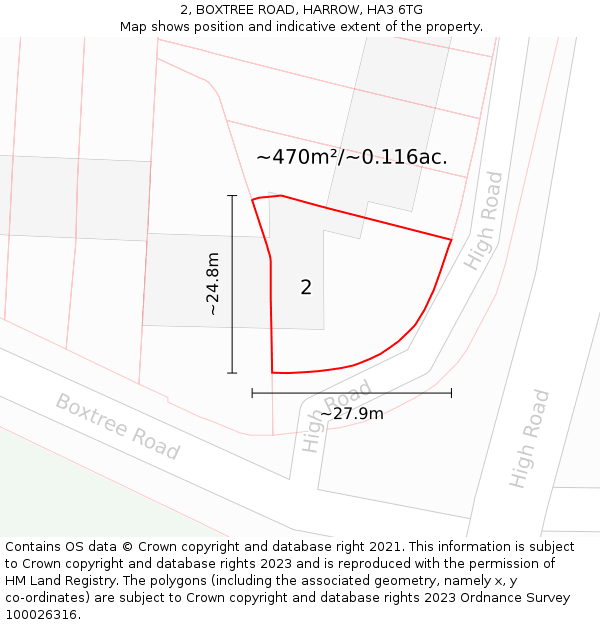 2, BOXTREE ROAD, HARROW, HA3 6TG: Plot and title map