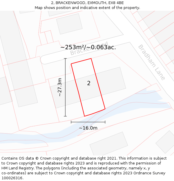 2, BRACKENWOOD, EXMOUTH, EX8 4BE: Plot and title map