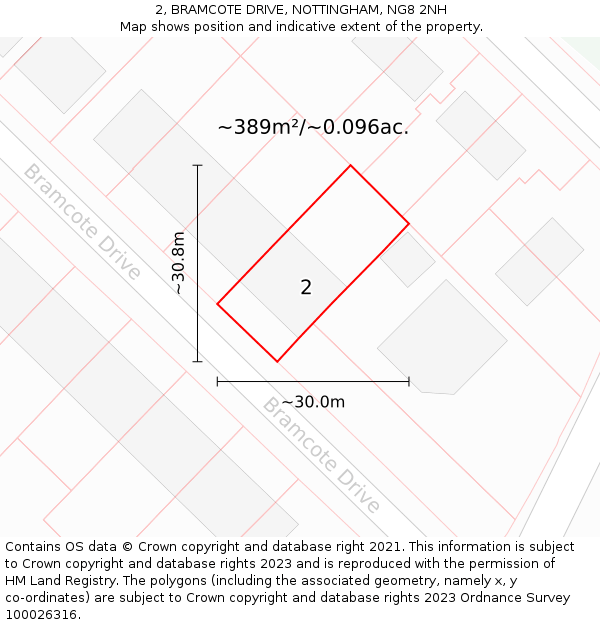 2, BRAMCOTE DRIVE, NOTTINGHAM, NG8 2NH: Plot and title map