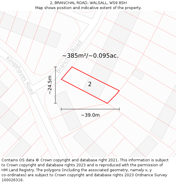 2, BRANCHAL ROAD, WALSALL, WS9 8SH: Plot and title map