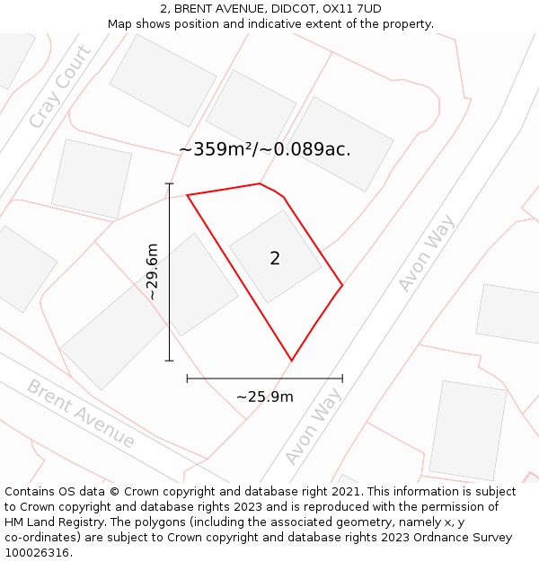 2, BRENT AVENUE, DIDCOT, OX11 7UD: Plot and title map