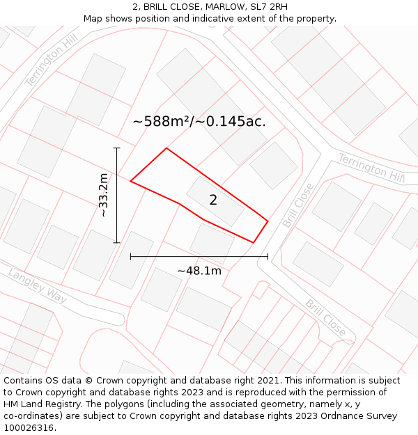 2, BRILL CLOSE, MARLOW, SL7 2RH: Plot and title map