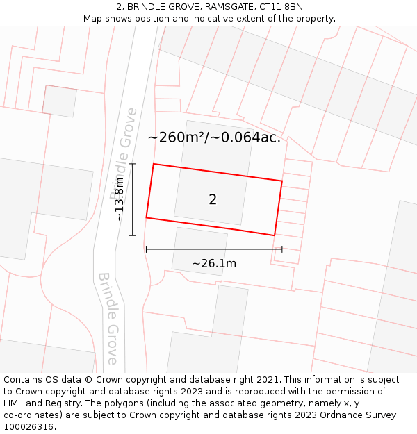 2, BRINDLE GROVE, RAMSGATE, CT11 8BN: Plot and title map