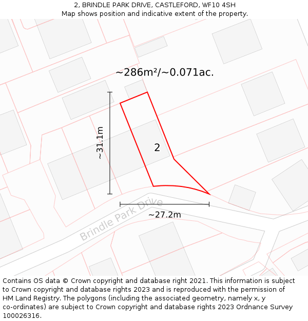 2, BRINDLE PARK DRIVE, CASTLEFORD, WF10 4SH: Plot and title map