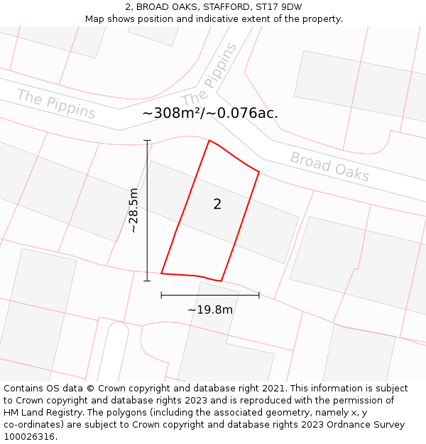 2, BROAD OAKS, STAFFORD, ST17 9DW: Plot and title map