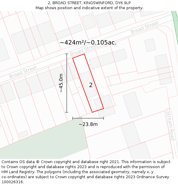 2, BROAD STREET, KINGSWINFORD, DY6 9LP: Plot and title map