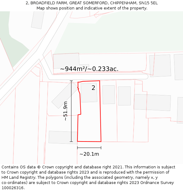 2, BROADFIELD FARM, GREAT SOMERFORD, CHIPPENHAM, SN15 5EL: Plot and title map