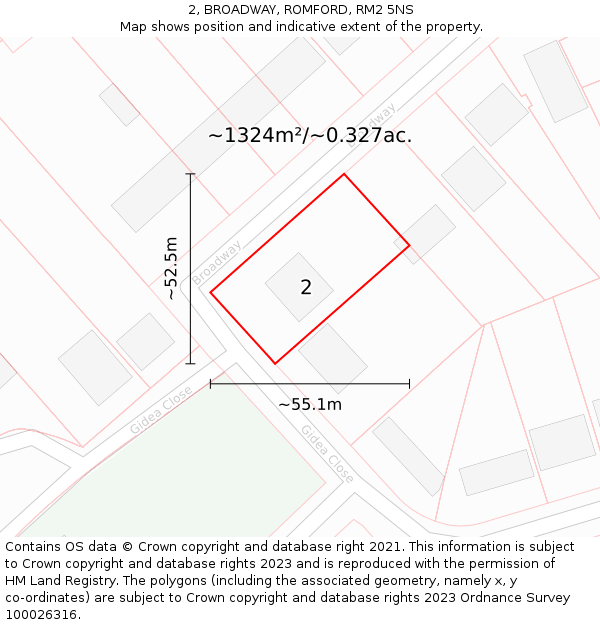 2, BROADWAY, ROMFORD, RM2 5NS: Plot and title map