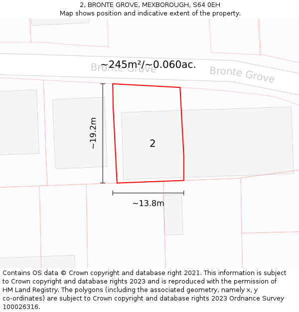 2, BRONTE GROVE, MEXBOROUGH, S64 0EH: Plot and title map