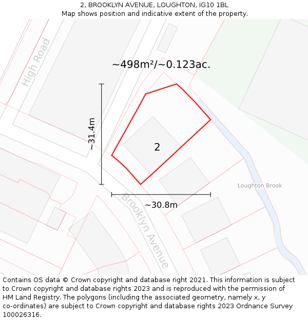 2, BROOKLYN AVENUE, LOUGHTON, IG10 1BL: Plot and title map