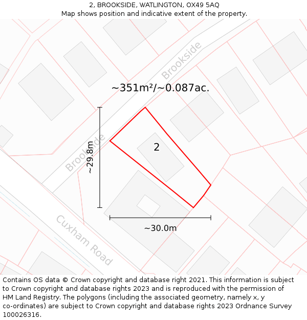 2, BROOKSIDE, WATLINGTON, OX49 5AQ: Plot and title map