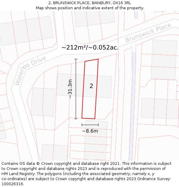 2, BRUNSWICK PLACE, BANBURY, OX16 3RL: Plot and title map