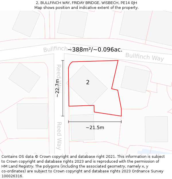 2, BULLFINCH WAY, FRIDAY BRIDGE, WISBECH, PE14 0JH: Plot and title map