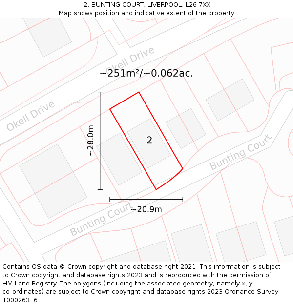 2, BUNTING COURT, LIVERPOOL, L26 7XX: Plot and title map