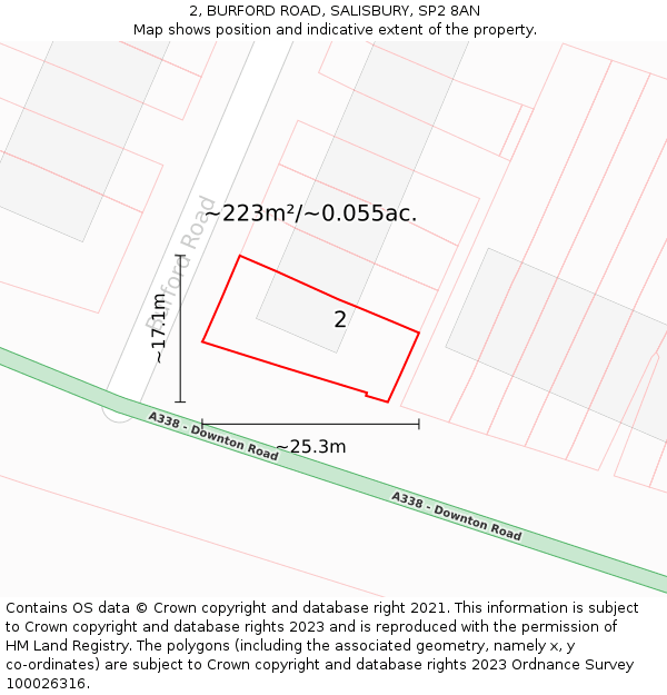 2, BURFORD ROAD, SALISBURY, SP2 8AN: Plot and title map