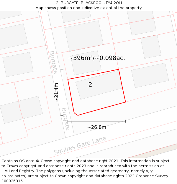 2, BURGATE, BLACKPOOL, FY4 2QH: Plot and title map