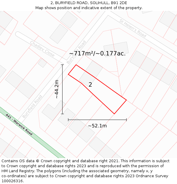 2, BURYFIELD ROAD, SOLIHULL, B91 2DE: Plot and title map