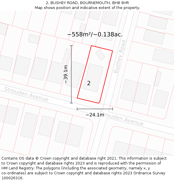 2, BUSHEY ROAD, BOURNEMOUTH, BH8 9HR: Plot and title map