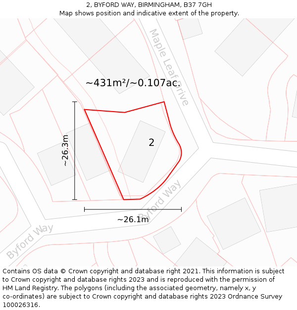 2, BYFORD WAY, BIRMINGHAM, B37 7GH: Plot and title map