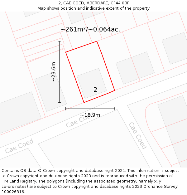 2, CAE COED, ABERDARE, CF44 0BF: Plot and title map