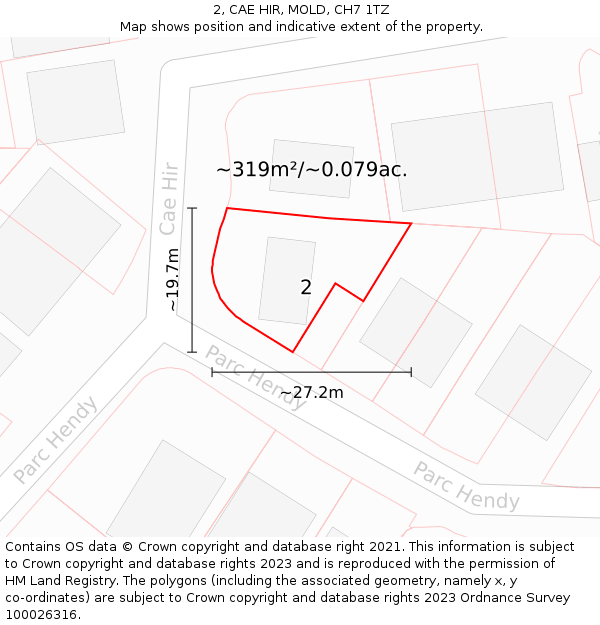 2, CAE HIR, MOLD, CH7 1TZ: Plot and title map