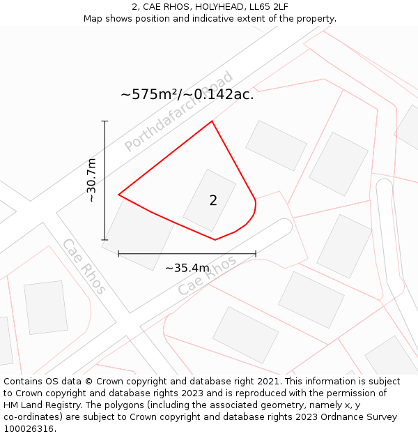 2, CAE RHOS, HOLYHEAD, LL65 2LF: Plot and title map